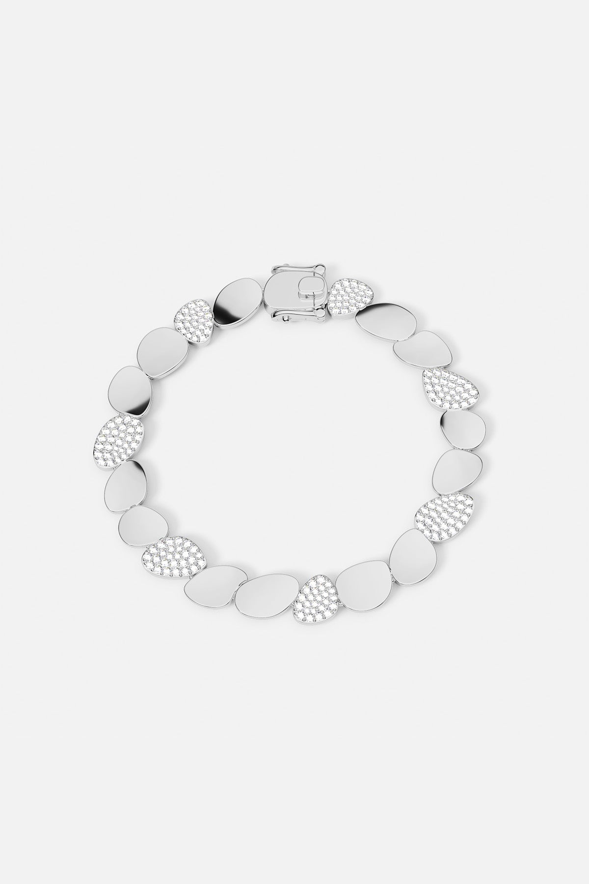 Bracelets APM Monaco galet bracelet in silver-tone metal with alternating pavé-diamond stones.