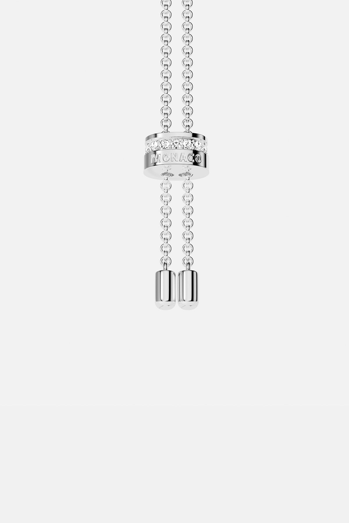 silver-tone adjustable necklace with it's closing