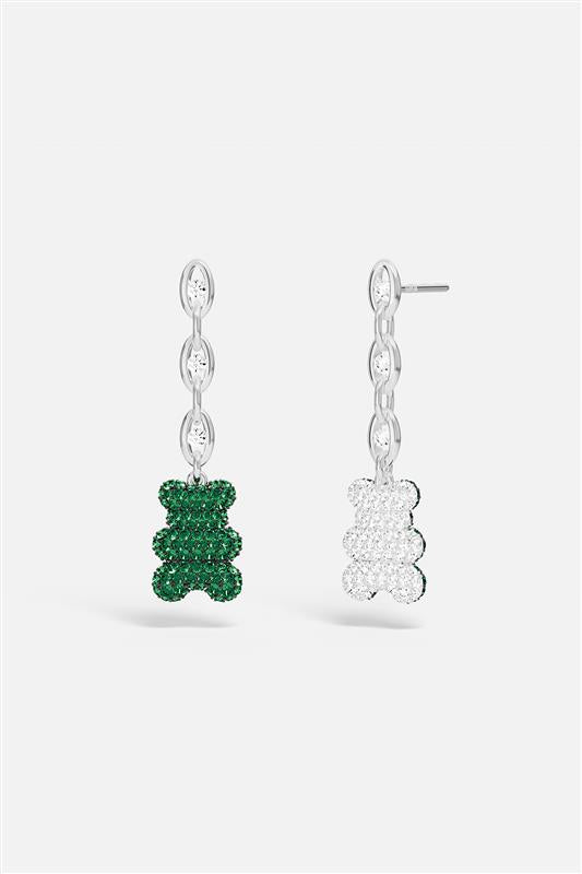 Green bear-shaped earrings from APM MONACO on a white background