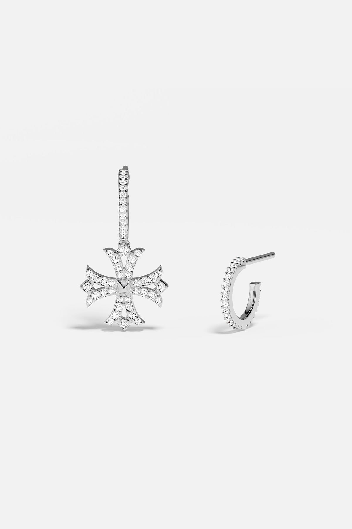 APM Monaco Cross Asymmetric Hoop Earrings