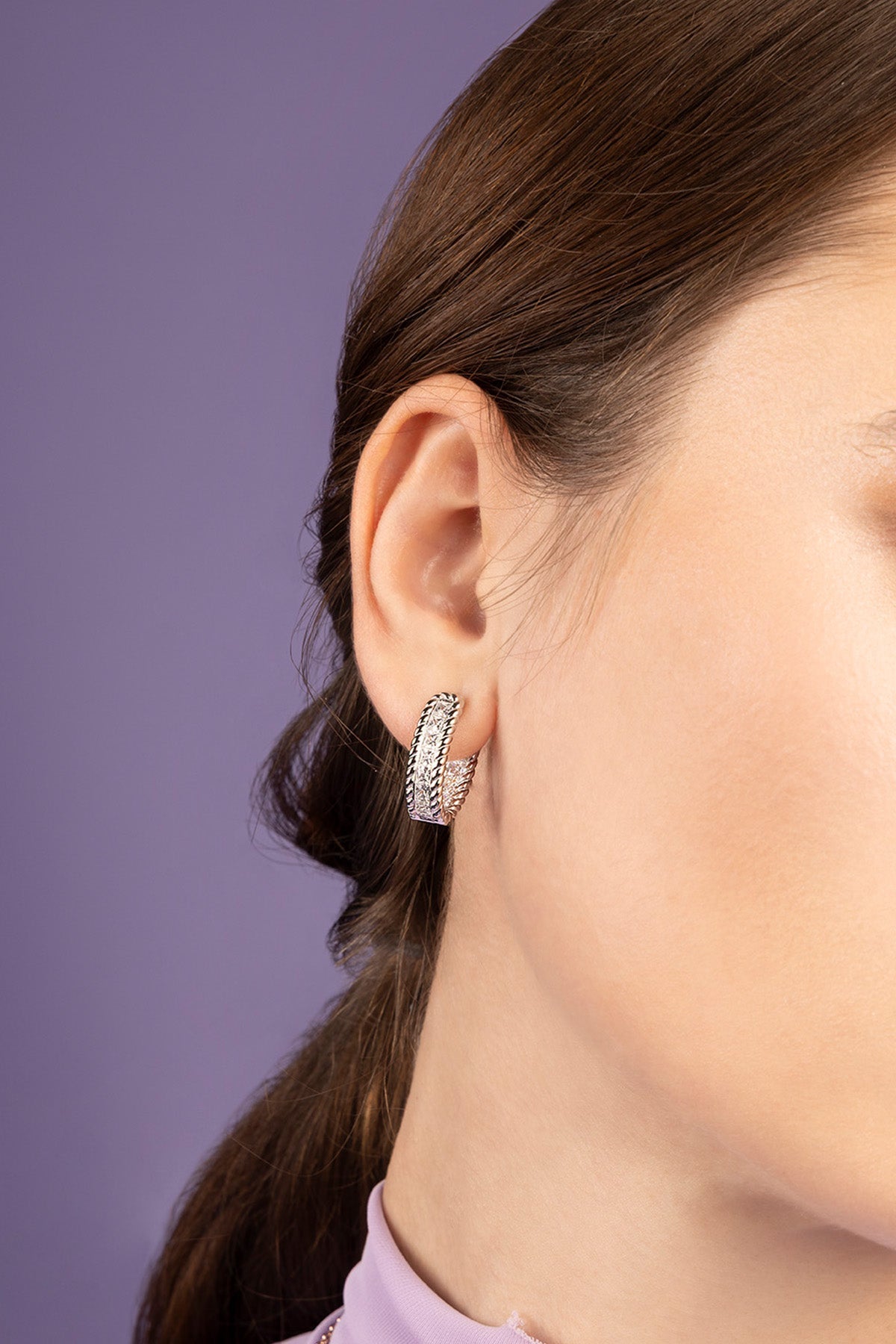 APM Monaco Torsade Pavé Hoop Earrings