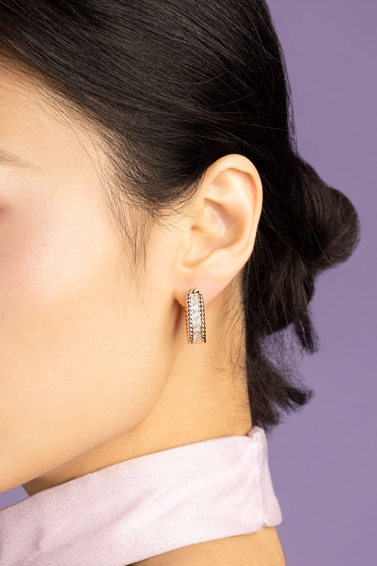 APM Monaco Torsade Pavé Hoop Earrings