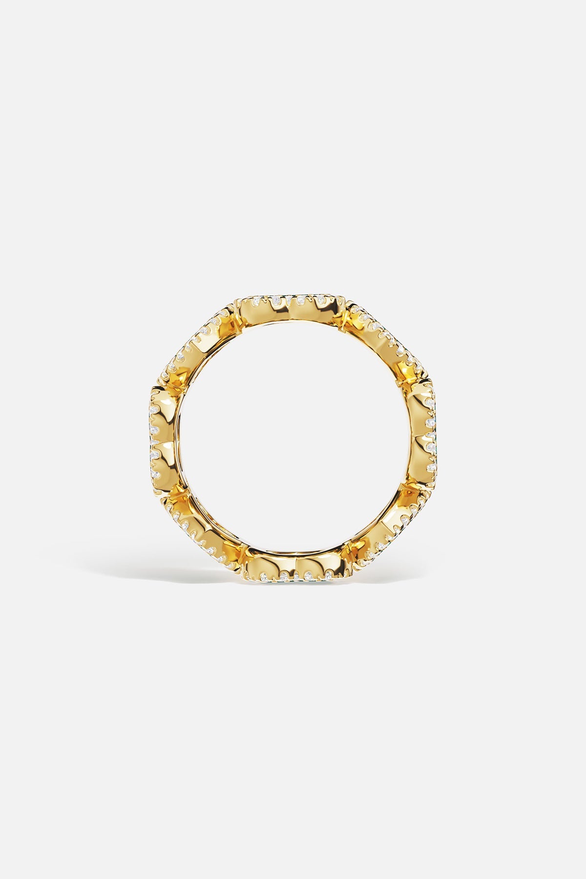 Rings APM Monaco, yellow gold ring featuring malachite-green heart shapes, each outlined with clear stones.