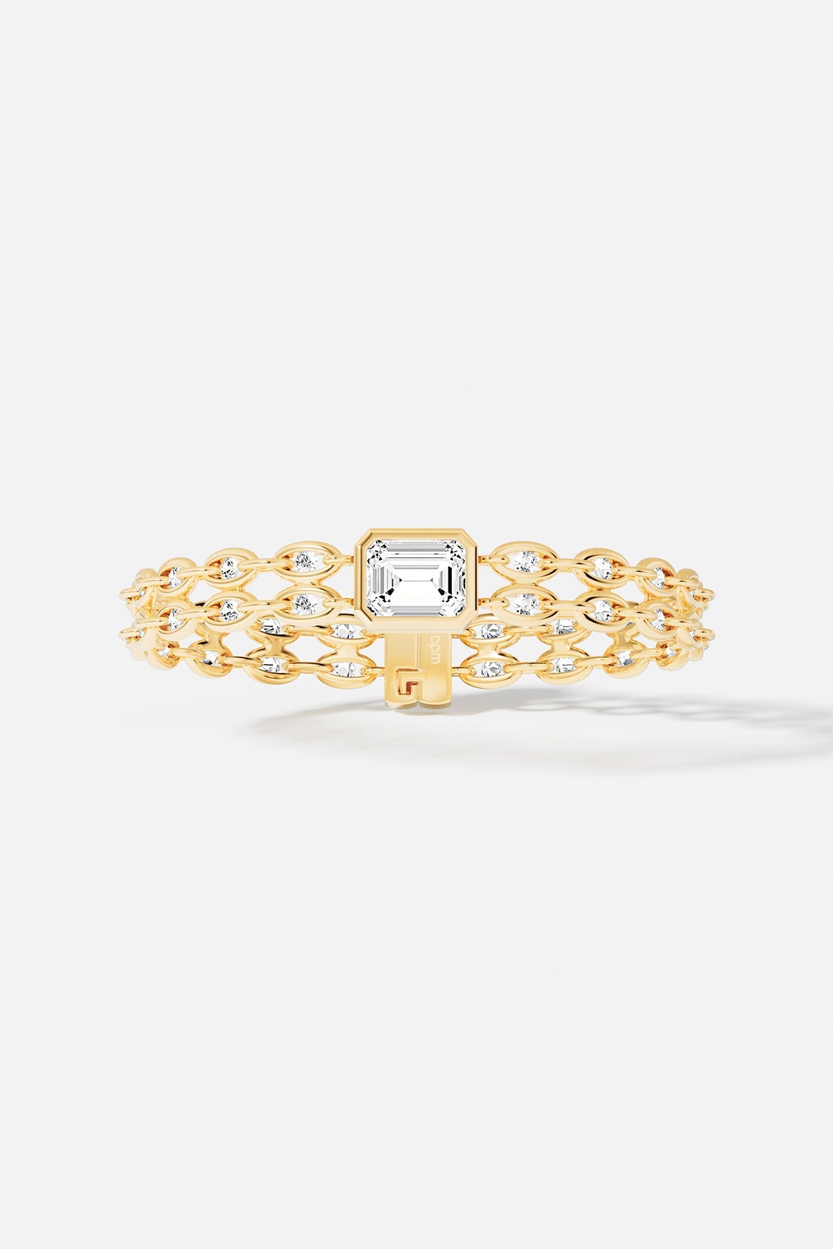 Bracelets APM Monaco yellow gold chain bracelet with pavé diamond accents.