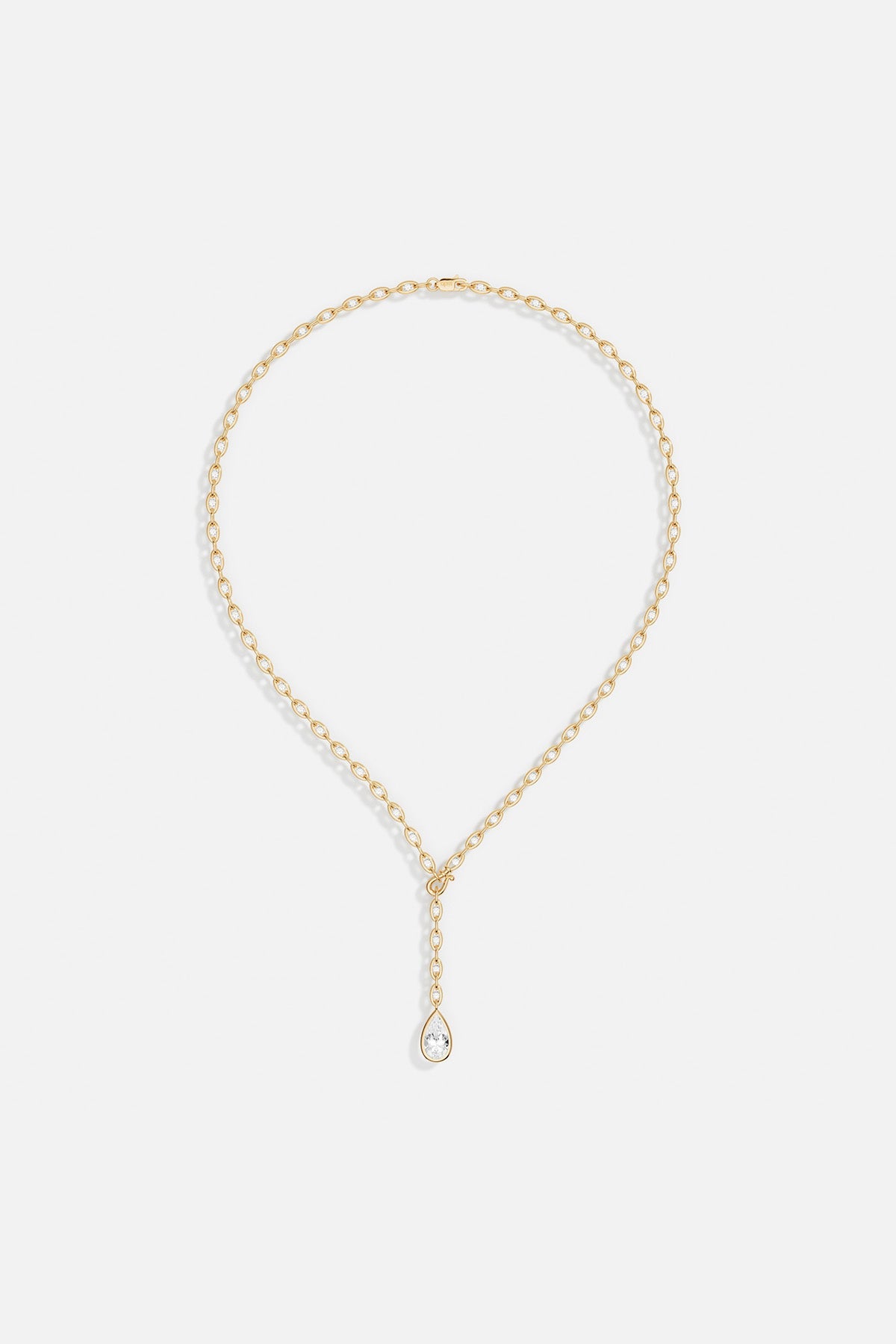 Necklaces APM Monaco yellow gold Y-drop adjustable necklace with a teardrop pendant.