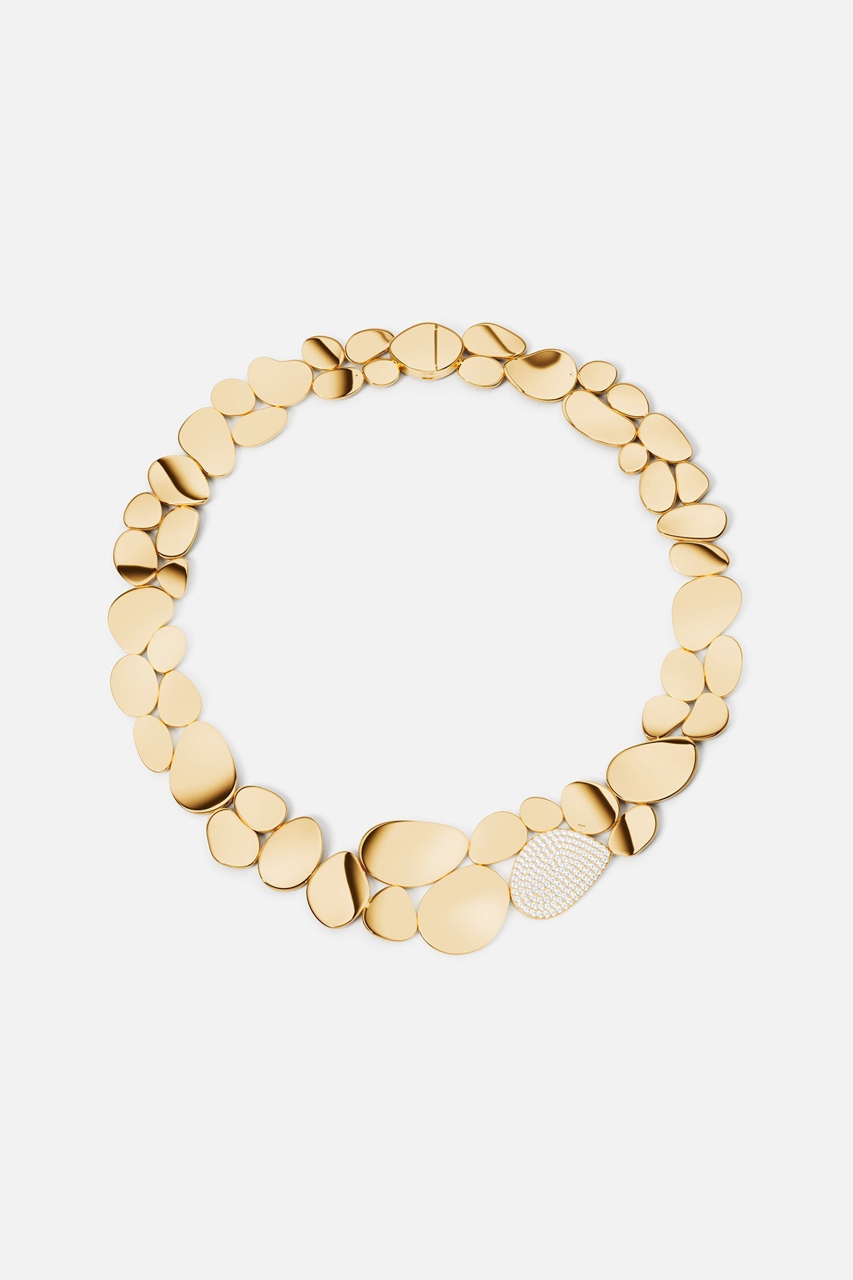 Necklaces APM Monaco: gold-tone pebble-link galet choker with pavé diamond detail.