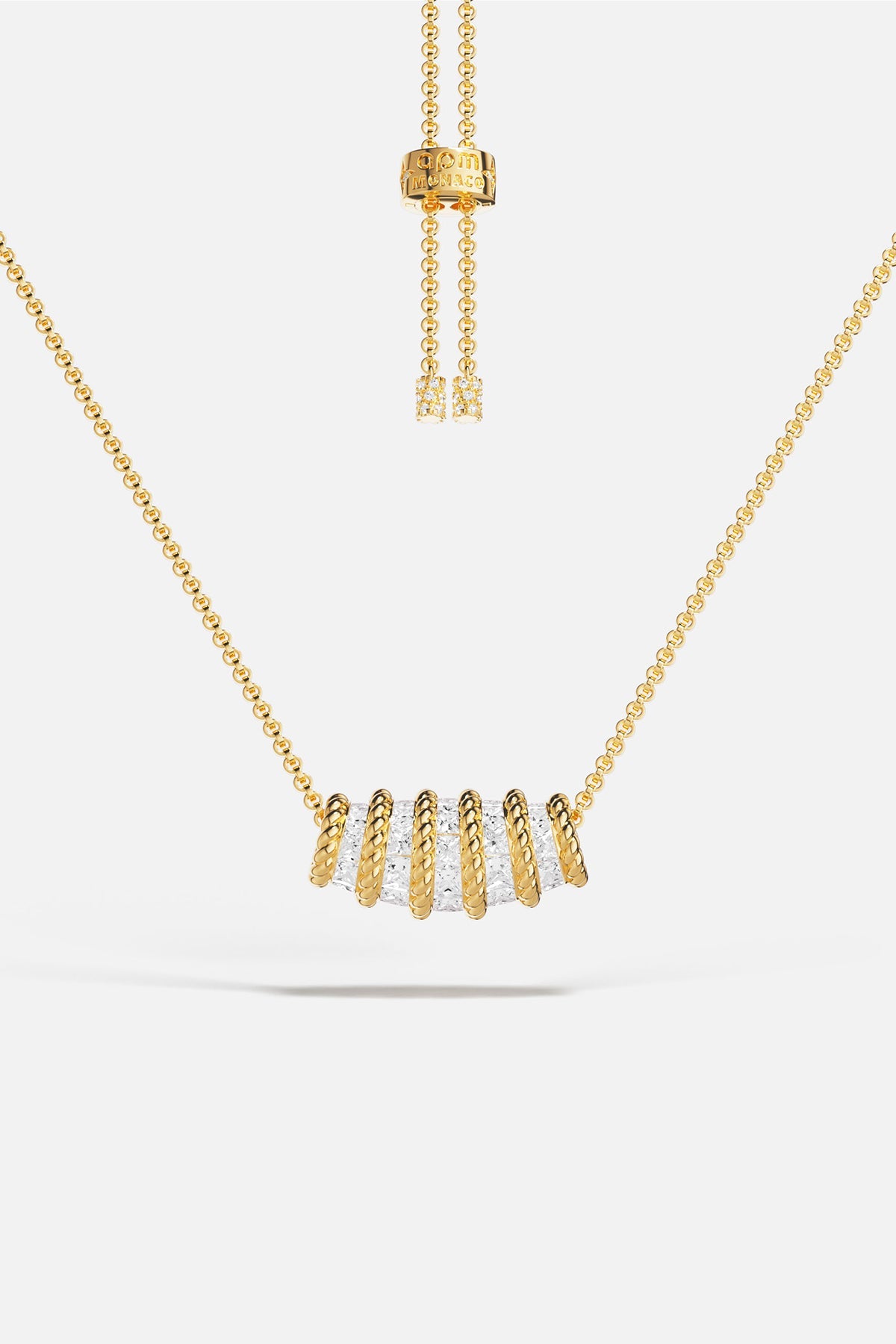 APM MONACO yellow gold torsade Adjustable Necklace with white stones