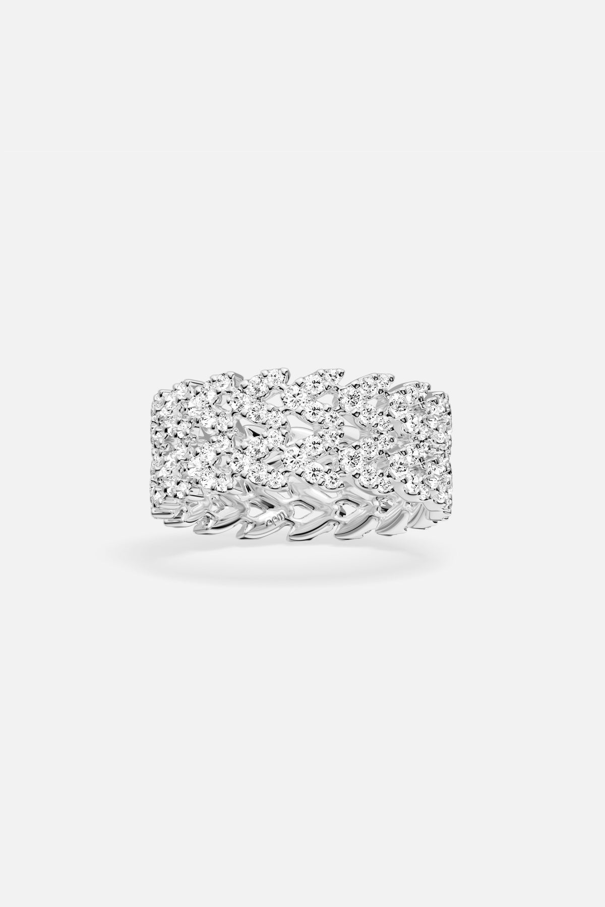 APM Ring in rhodium finish, a shimmering statement of effortless modern elegance.