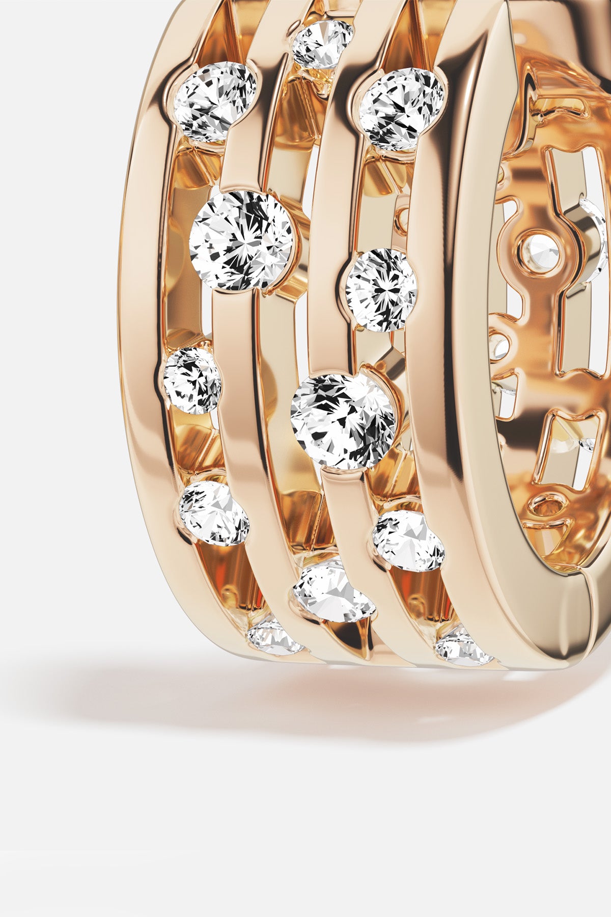 APM Monaco Ring in warm rhodium finish, sparkling with scattered brilliance and quiet audacity.
