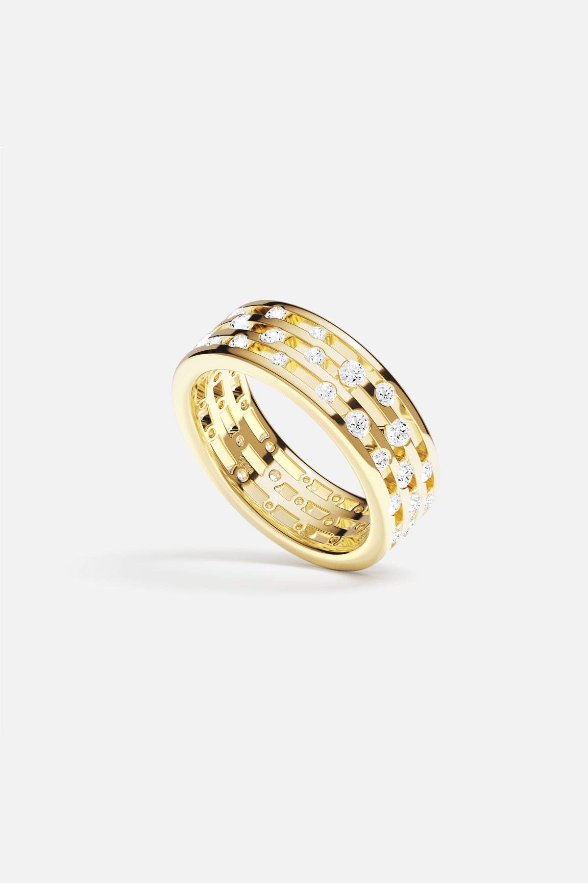 APM Ring in golden hue, scattered sparkle, effortlessly modern elegance.