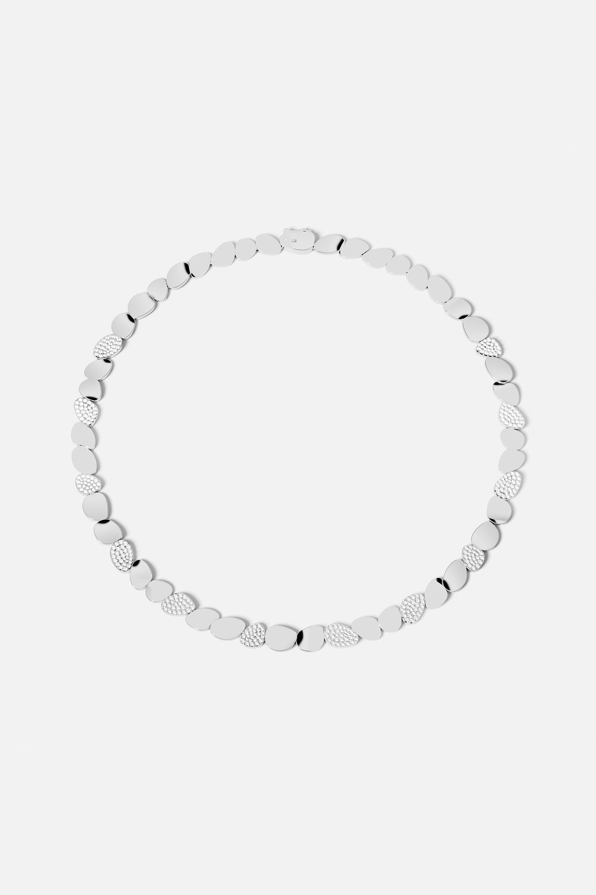 Necklaces APM Monaco: white-tone choker featuring flat silver beads with small embossed dots.
