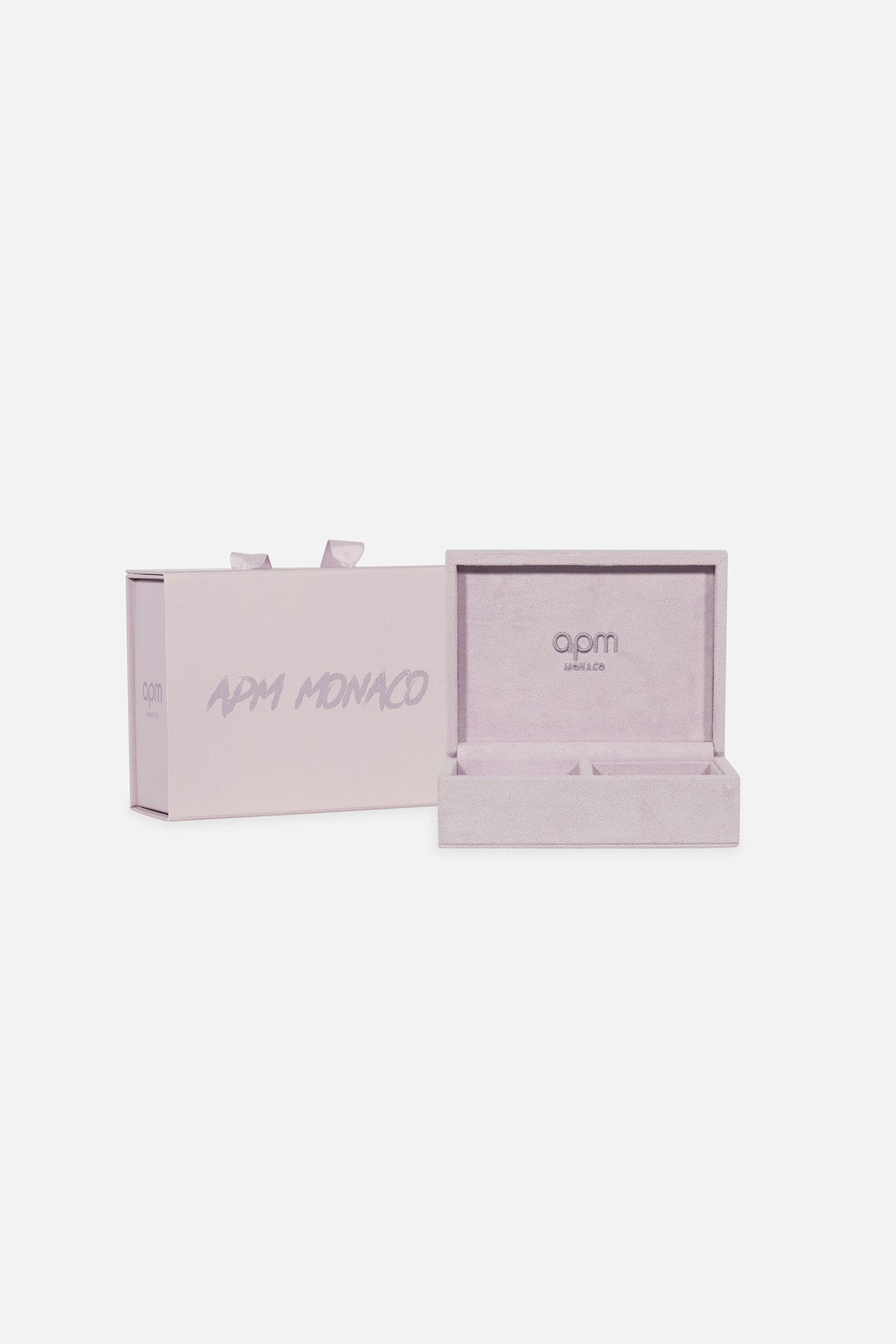 APM MONACO lavande jewelry box on white background