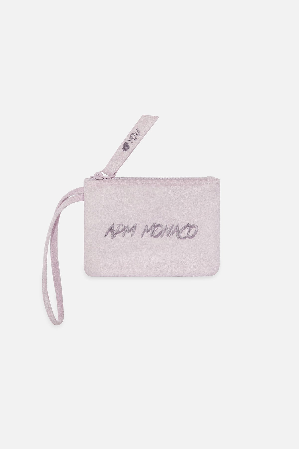 APM MONACO lavande pouch on white background