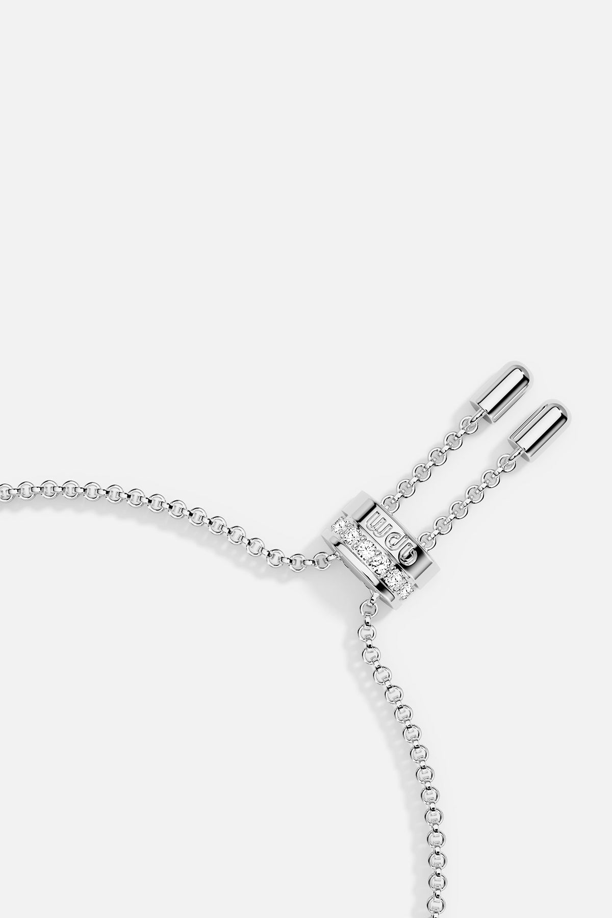 Silver-tone bracelet with a clasp on a white background