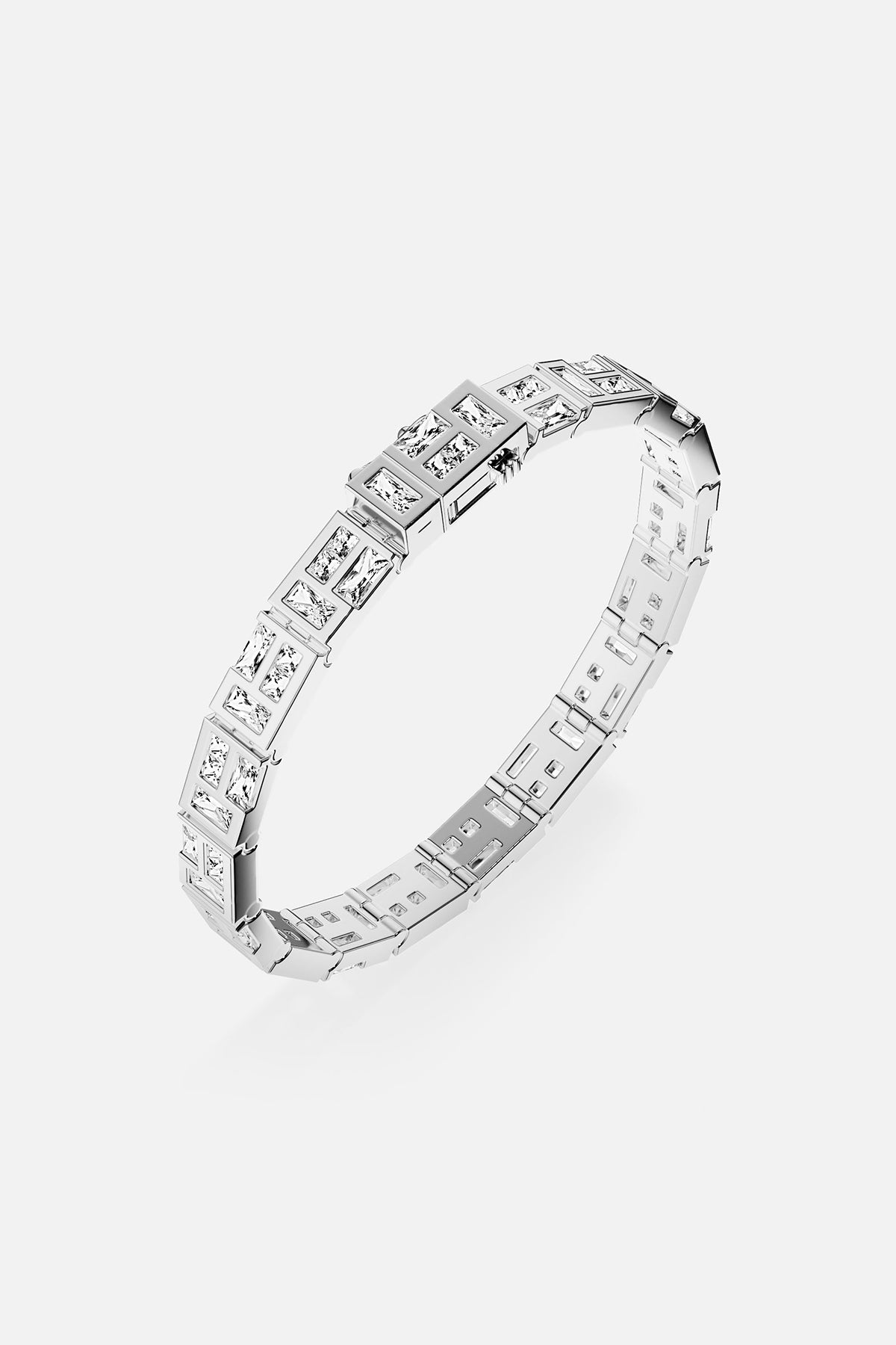 APM MONACO labyrinth bracelet in silver tone on a white background
