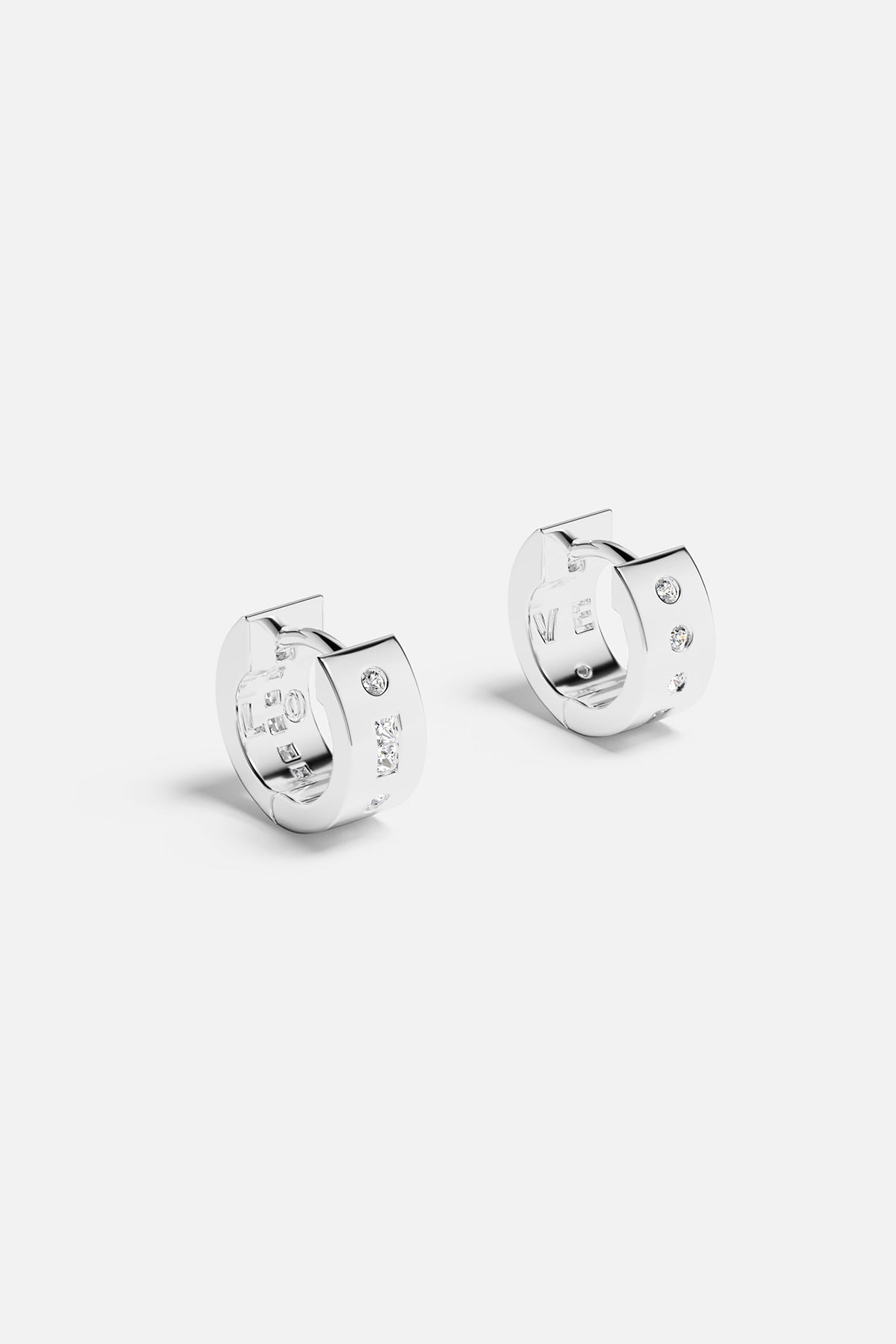 Earrings APM Monaco white-silver-toned huggie earrings with cubic zirconia