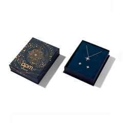 Necklaces APM Monaco and Earrings APM Monaco, yellow gold tone with star-shaped pendants on delicate chains.
